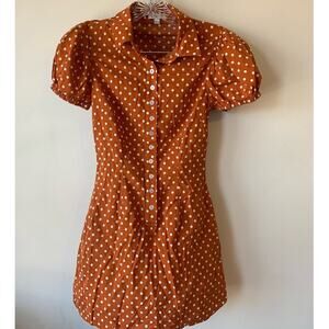 WeWoreWhat Orange Polk Dot Modern Vintage Style Dress Size XS